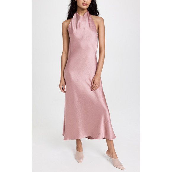 Vince Dresses & Skirts - Vince 'Halter' Pink Cowl Neck Open Back Tie Dress Size XS